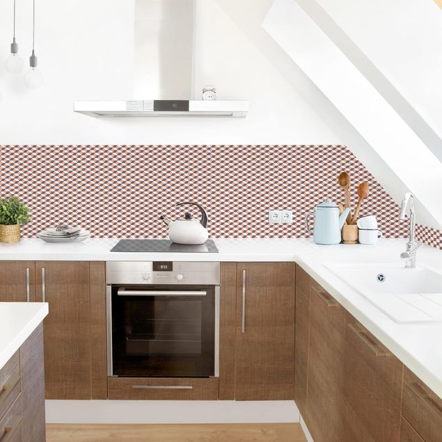 Kitchen splashback tiles Geometrical Tile Mix Cubes Orange