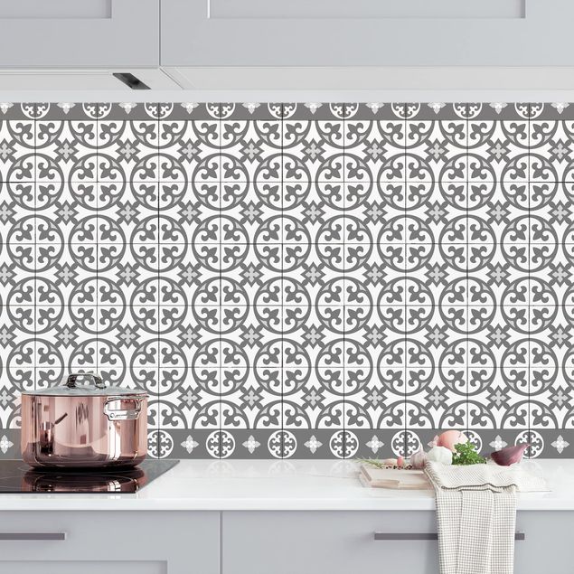 Kitchen splashback patterns Geometrical Tile Mix Circles Grey