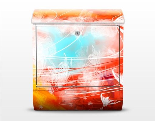 Letterbox - Red Grunge With Butterflies