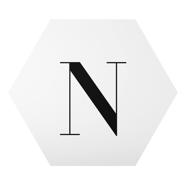 Alu-Dibond hexagon - Letter Serif White N