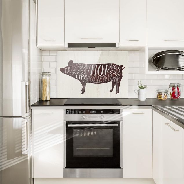 Glass splashback Farm BBQ - Pig