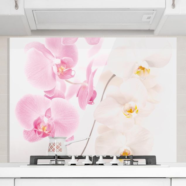 Glass splashback kitchen flower Delicate Orchids