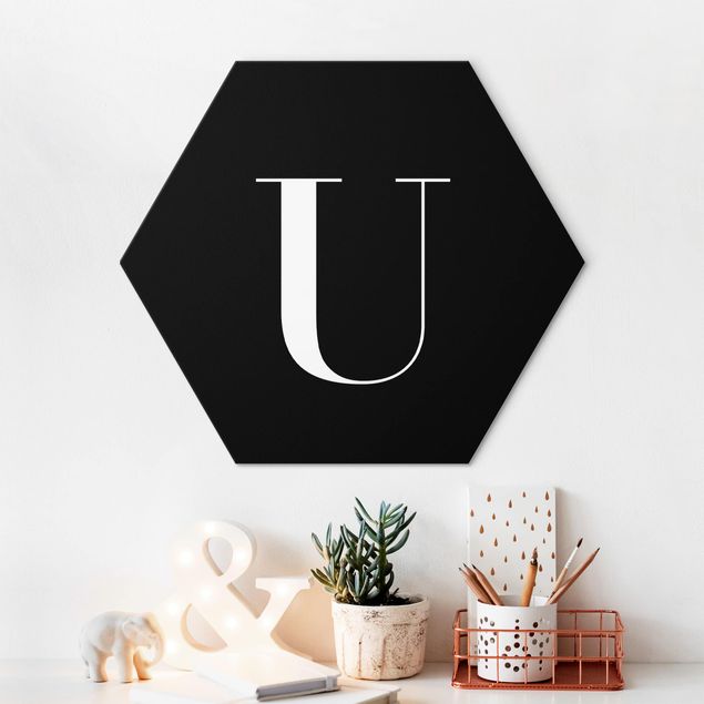 Alu-Dibond hexagon - Letter Serif Black U