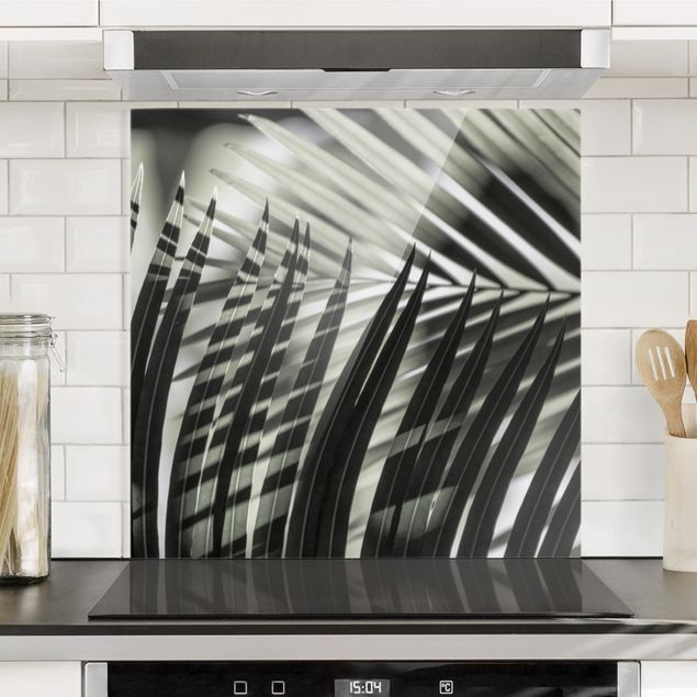 Glass splashback flower Interplay Of Shaddow And Light On Palm Fronds