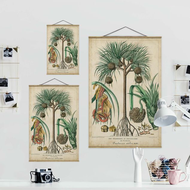 Fabric print with poster hangers - Vintage Board Exotic Palms I
