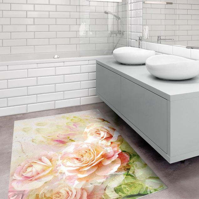 modern area rugs Watercolour Rose Composition