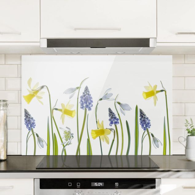 Glass splashback kitchen flower Spring Flowers