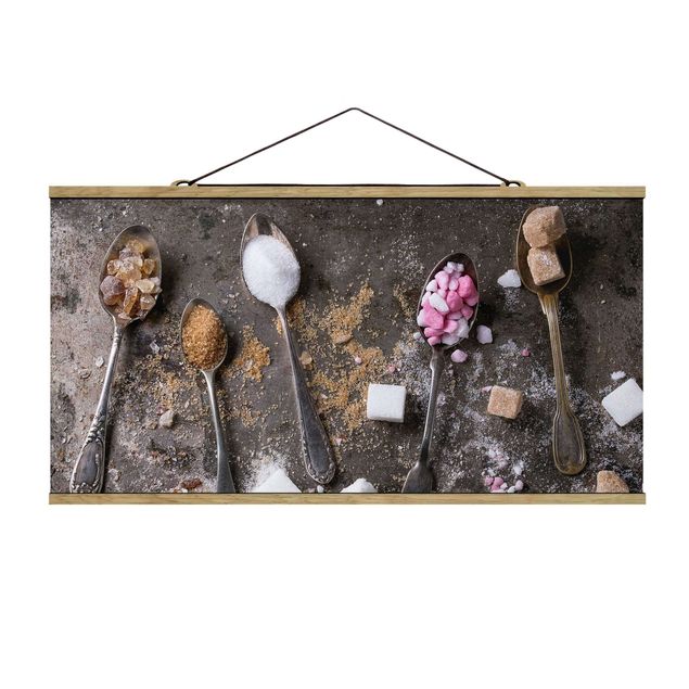 Fabric print with poster hangers - Vintage Spoon With Sugar