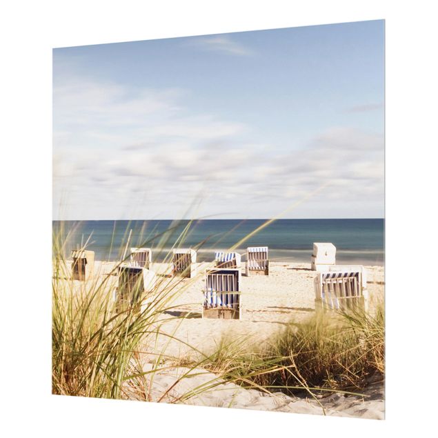 Glass Splashback - Baltic Sea And Beach Chairs - Square 1:1