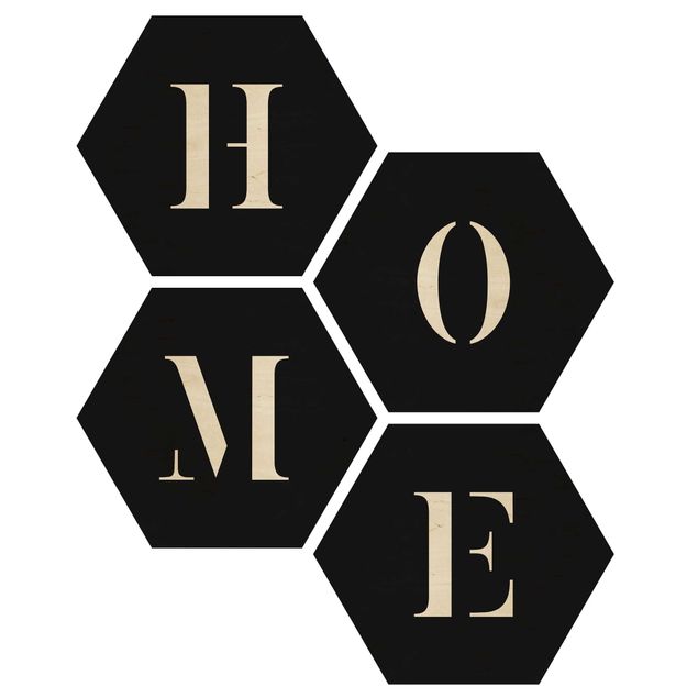 Wooden hexagon - Letters HOME White Set II