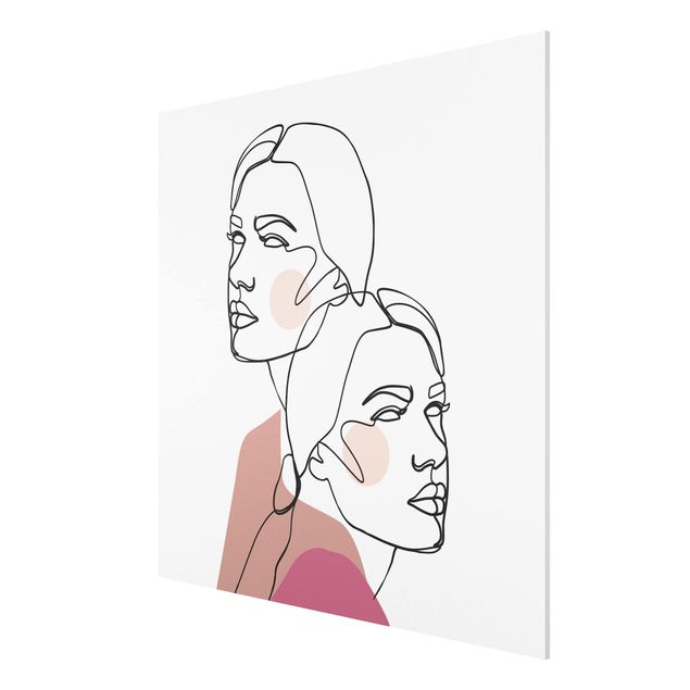 Print on forex - Line Art Women Portrait Cheeks Pink