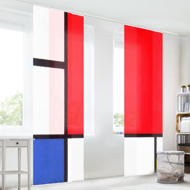 Sliding panel curtains set - Piet Mondrian - Composition With Red Blue Yellow