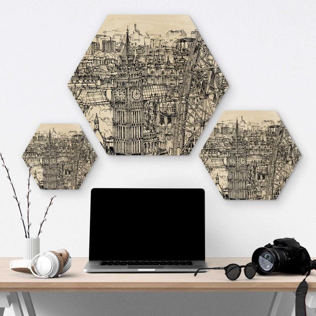 Wooden hexagon - City Study - London Eye