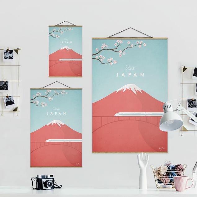 Fabric print with poster hangers - Travel Poster - Japan