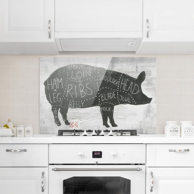Glass splashback Butcher Board - Pig