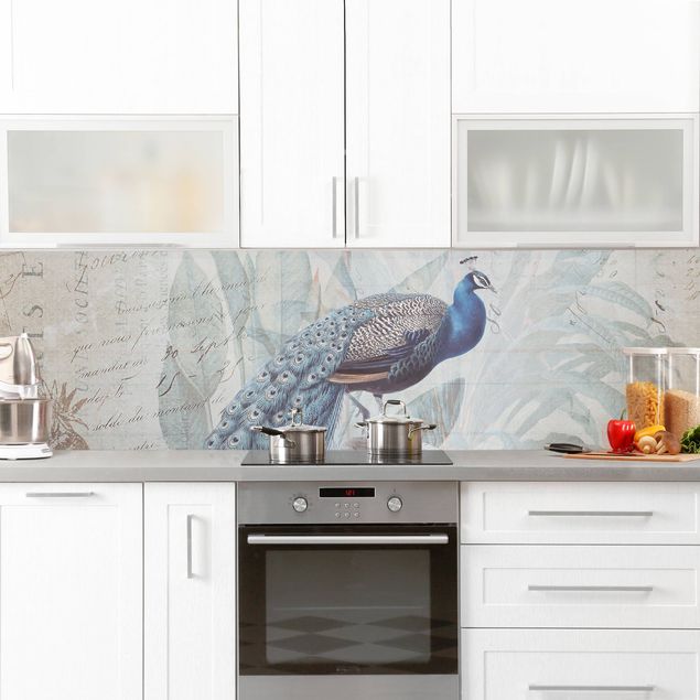 Kitchen splashbacks Shabby Chic Collage - Peacock