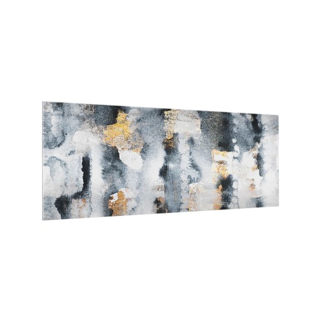 Glass splashback kitchen abstract Abstract Watercolour With Gold