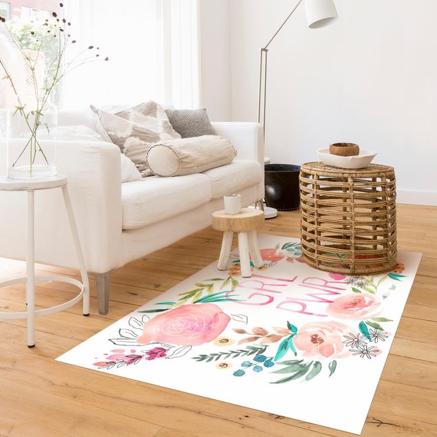 outdoor patio rugs Light Pink Flowers - Girl Power
