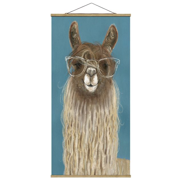 Fabric print with poster hangers - Lama With Glasses III