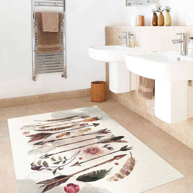 modern area rugs Boho Arrows And Feathers - Watercolour