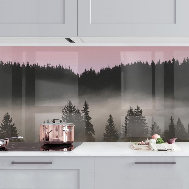 Kitchen splashback landscape Dreamy Foggy Forest