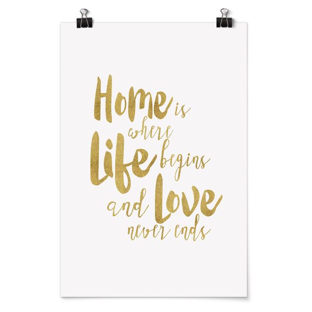 Poster - Home Is Where Life Begins Gold