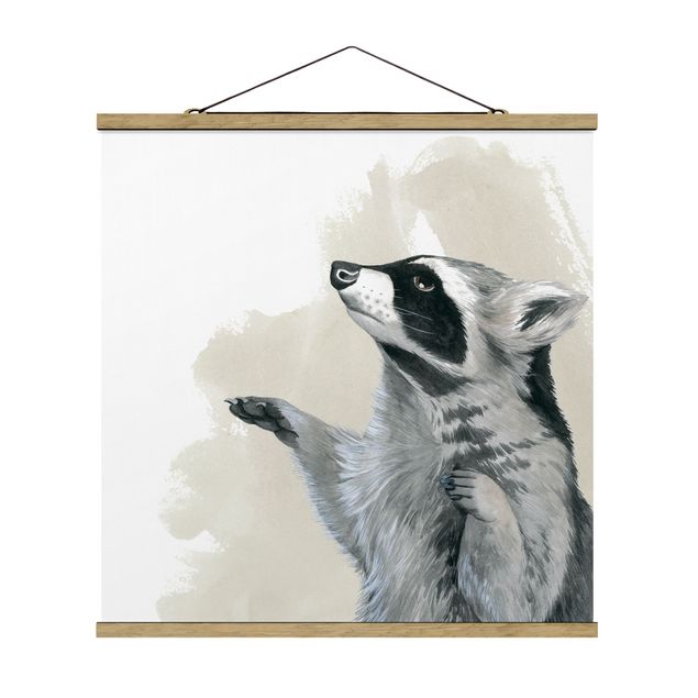 Fabric print with poster hangers - Forest Friends - Raccoon