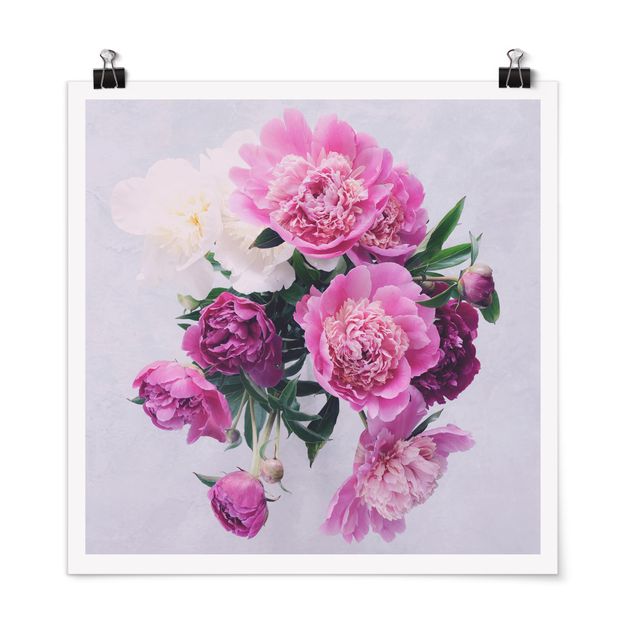 Poster - Peonies Shabby Pink White