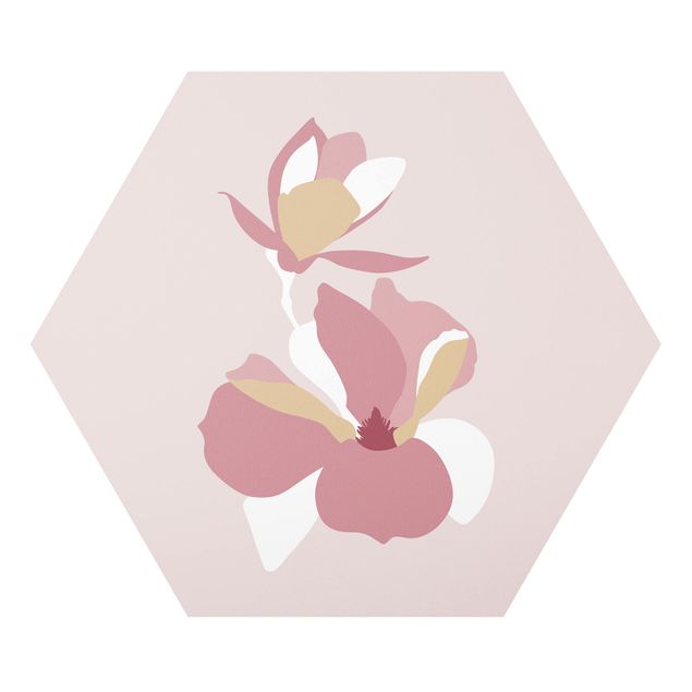 Forex hexagon - Line Art Flowers Pastel Pink