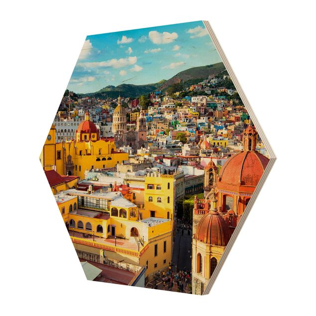 Wooden hexagon - Colourful Houses Guanajuato