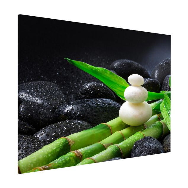 Magnetic memo board - White Stones On Bamboo