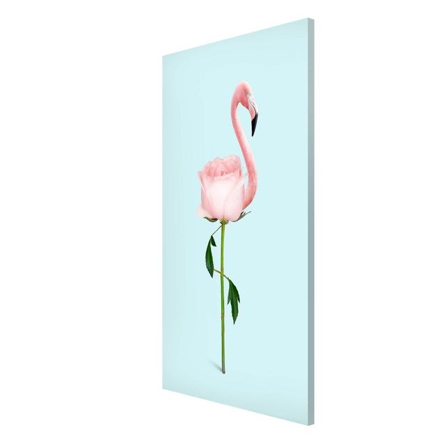 Magnetic memo board - Flamingo With Rose