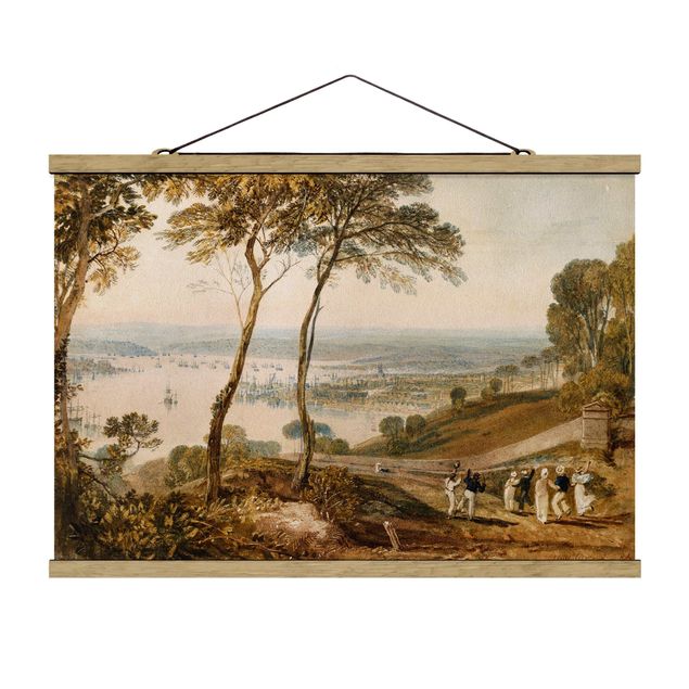 Fabric print with poster hangers - William Turner - Plymouth Dock, from near Mount Edgecumbe