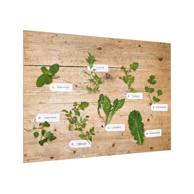 Glass Splashback - Herbs With Labeling - Landscape 3:4