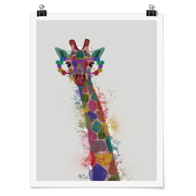 Poster kids room - Rainbow Splash Giraffe