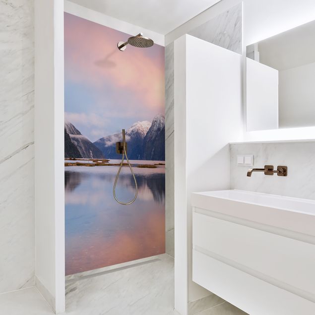 Shower wall cladding - Mountains At A Stretch Of Water