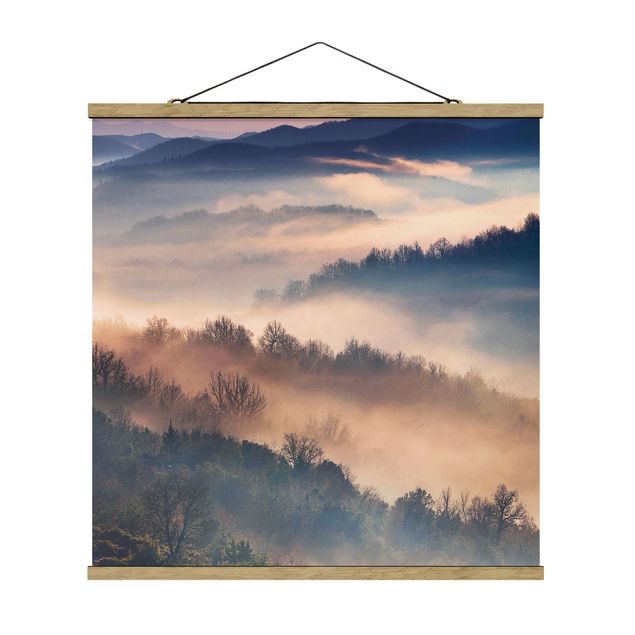 Fabric print with poster hangers - Fog At Sunset