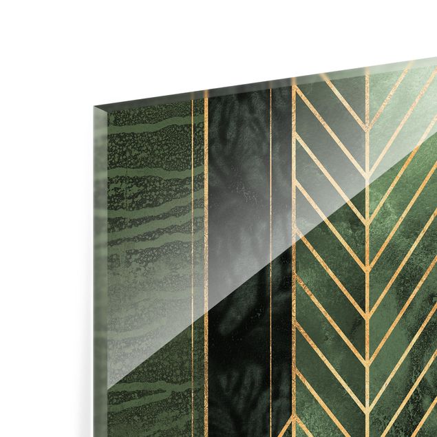 Glass Splashback - Geometric Shapes Emerald Gold - Square 1:1