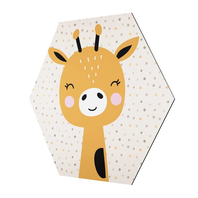 Alu-Dibond hexagon - Baby Giraffe