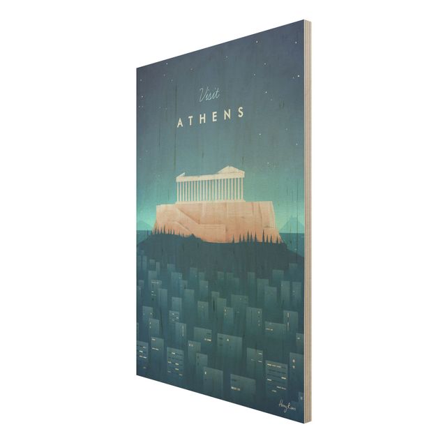 Print on wood - Travel Poster - Athens