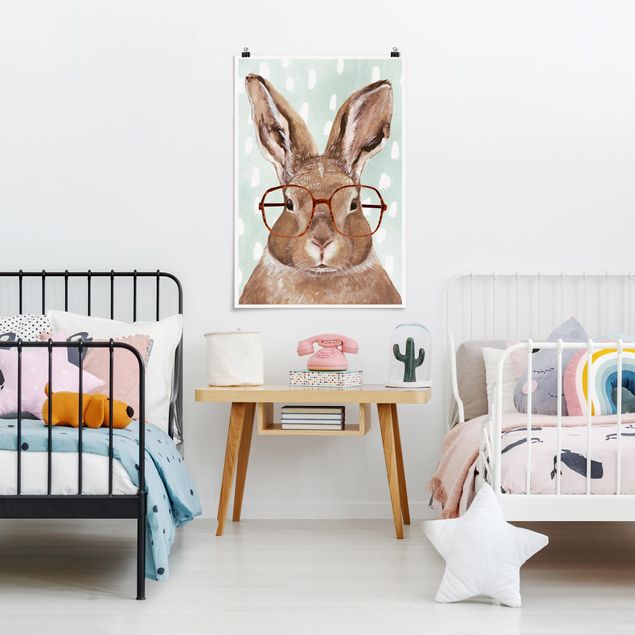 Poster kids room - Animals With Glasses - Rabbit