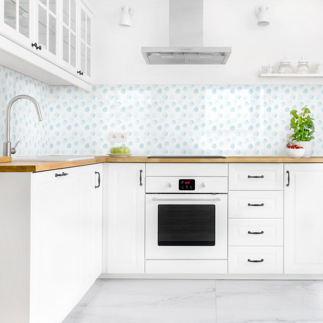Kitchen wall cladding - Watercolour Dots Turquoise