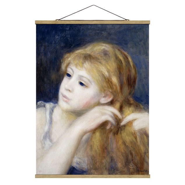 Fabric print with poster hangers - Auguste Renoir - Head of a Young Woman
