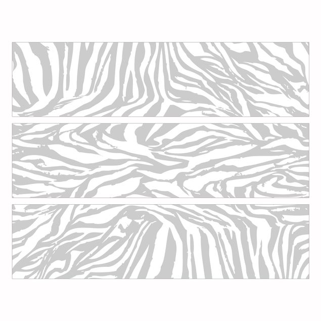 Adhesive film for furniture IKEA - Malm chest of 3x drawers - Zebra Design Light Grey Stripe Pattern