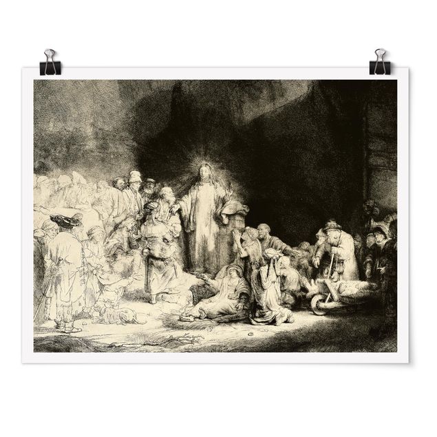 Poster - Rembrandt van Rijn - Christ healing the Sick. The Hundred Guilder