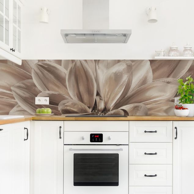 Kitchen wall cladding - Bronze Dahlias Dream