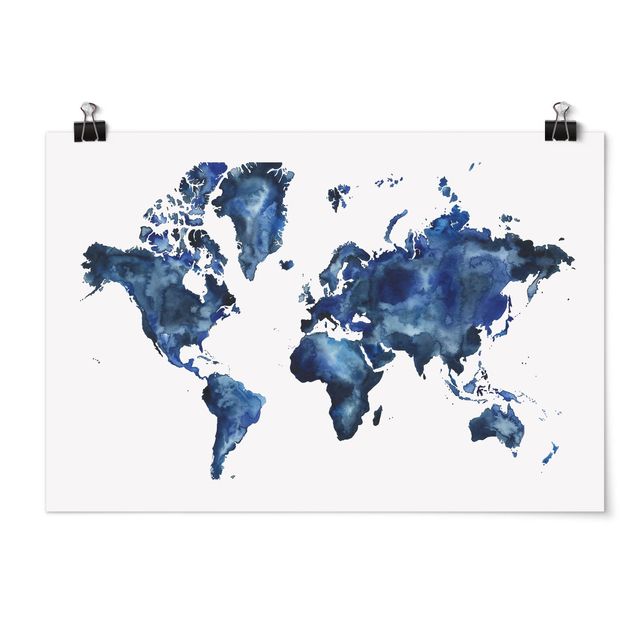 Poster - Water World Map Light