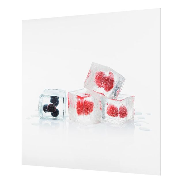 Glass Splashback - Fruits In Ice Cube - Square 1:1
