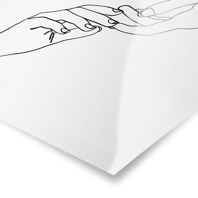 Poster - Line Art Hands Touching Black And White