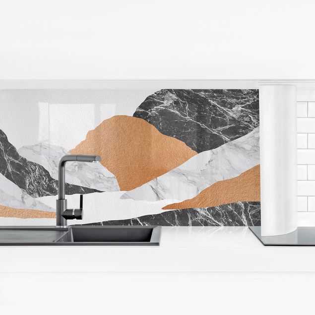 Splashback abstract Landscape In Marble And Copper II